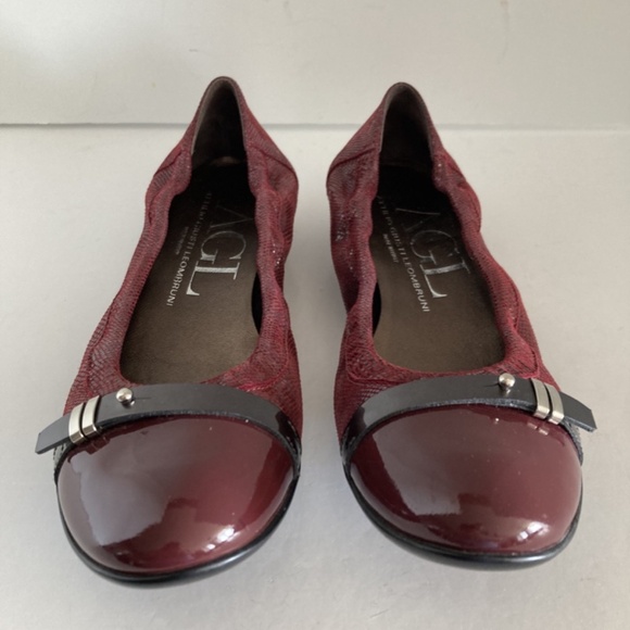 AGL Attilio Giusti Leombruni Ballet Flats Women’s 37 US 7 Burgundy Cap Toe EUC - Picture 6 of 15